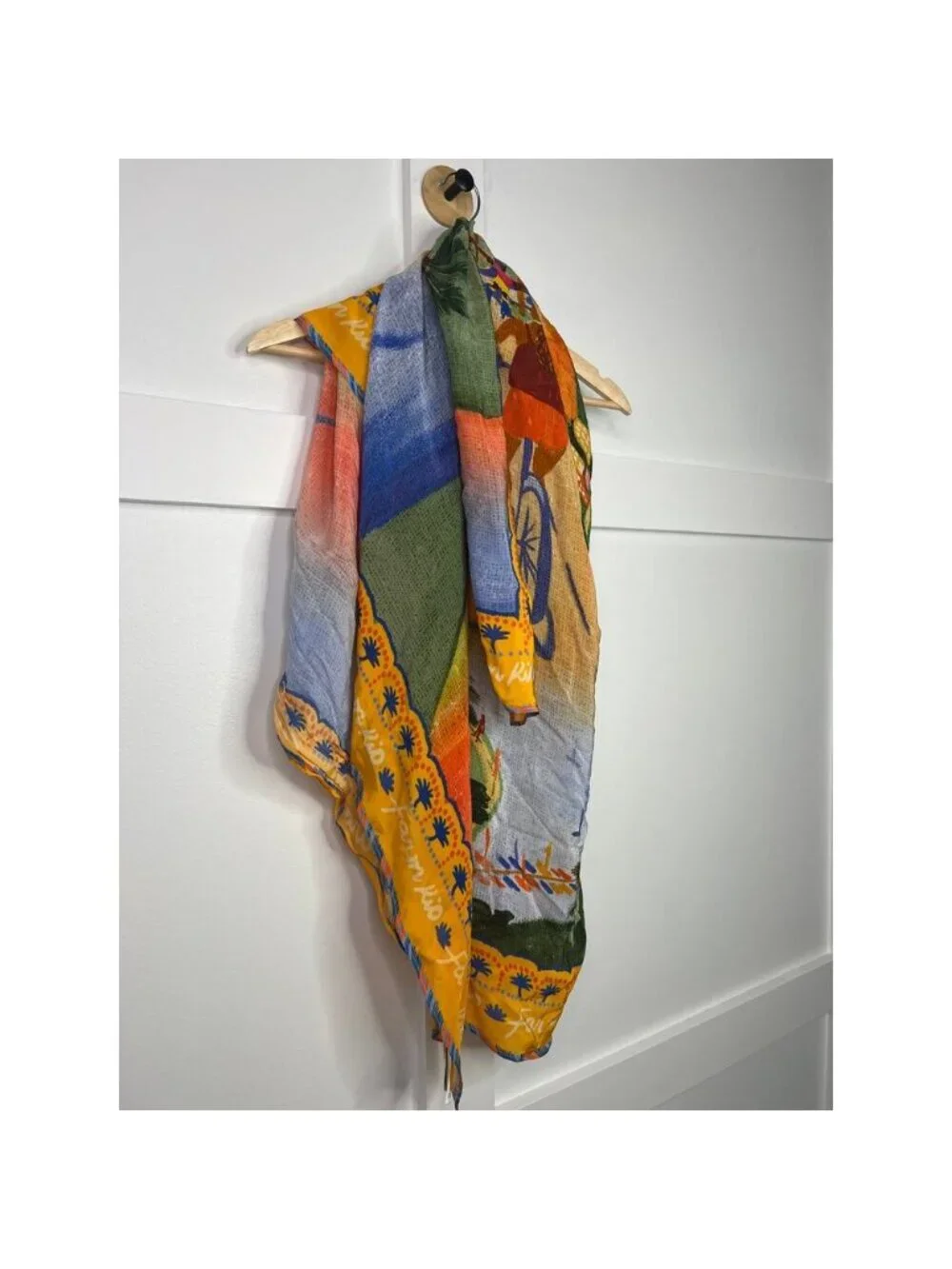 NEW Farm Rio Silk Wrap Printed Women's Long Multi Functional Scarf Yellow